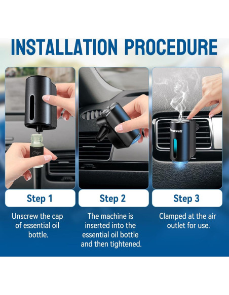 Ambientador de coche Featwell AROMA_DIFFUSER negro recargable Ambientador de coche Featwell AROMA_DIFFUSER negro recargable