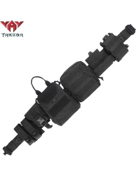 Cinturón Táctico YAKEDA 8 en 1 Ajustable Nylon Negro