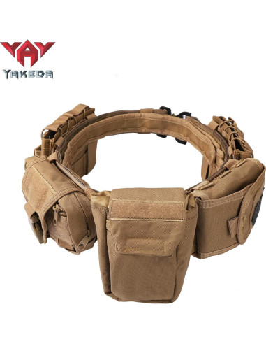 Cinturón Táctico YAKEDA 7 en 1 Ajustable Nylon Beige