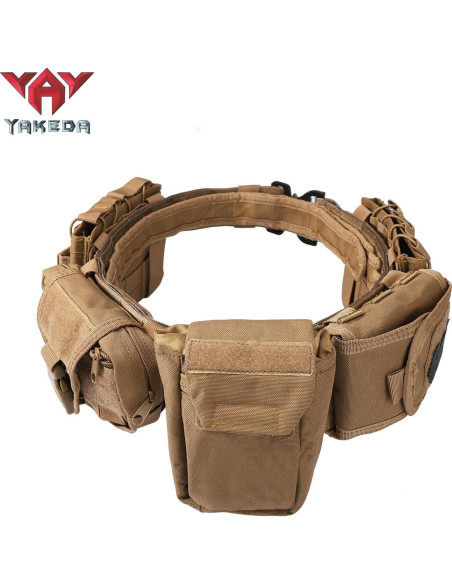 Cinturón Táctico YAKEDA 7 en 1 Ajustable Nylon Beige