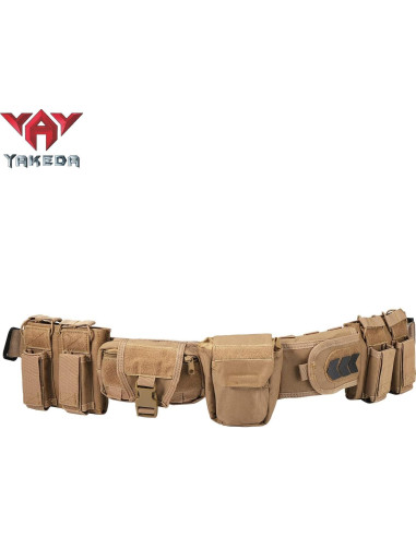 Cinturón Táctico YAKEDA 7 en 1 Ajustable Nylon Beige