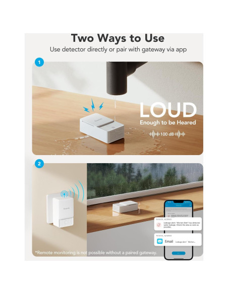 Detectores de Fugas de Agua GoveeLife 3 Paquete 100dB