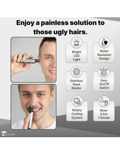 Recortador de Vello Nasal ToiletTree Acero Inoxidable LED 2