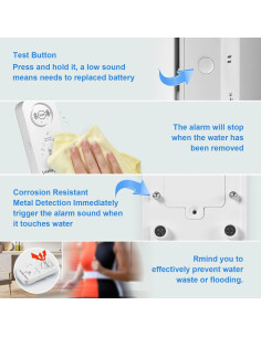 Detector de Agua TOWODE Alarma 90dB 3 Paquete para Fugas 2