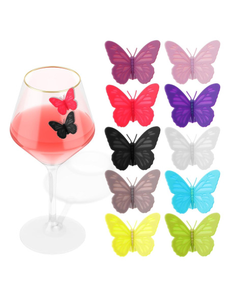 10 Marcadores de Copas de Vino de Silicona CIATBYYJ Multicolores
