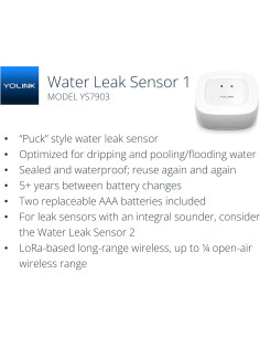 Detector de Fugas de Agua YoLink YS7903 Inalámbrico 402 m 2