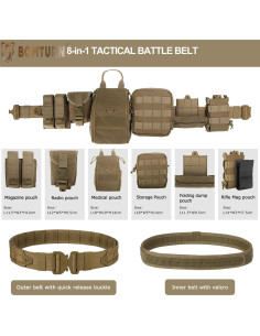 Cinturón Táctico BOMTURN 8 en 1 con Bolsas y Accesorios 2