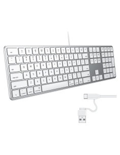 Teclado Con Cable OMOTON para Mac USB y Tipo-C Plata