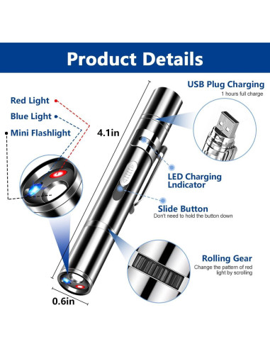 Puntero láser para gatos Yiwu 9127 con 3 modos y USB