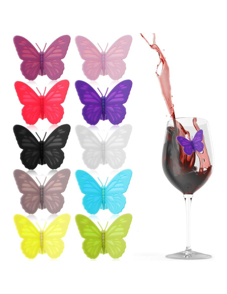 10 Marcadores de Copas de Vino de Silicona CIATBYYJ Multicolores