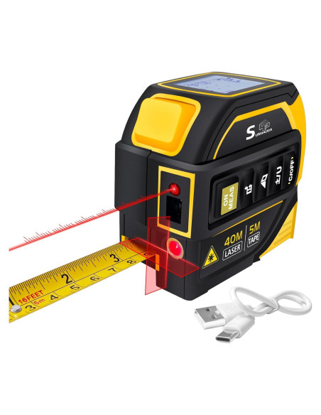 Medidor de cinta láser 4 en 1 SUNHAIXIA 40m + 5m AutoLock