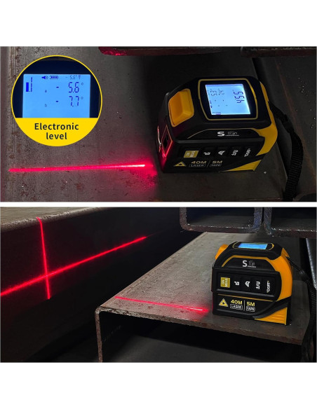Medidor de cinta láser 4 en 1 SUNHAIXIA 40m + 5m AutoLock