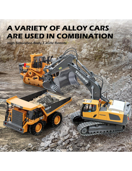 Excavadora RC CANKETEC 1:20 Recargable 11 Canales con Luz