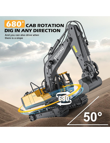 Excavadora RC CANKETEC 1:20 Recargable 11 Canales con Luz