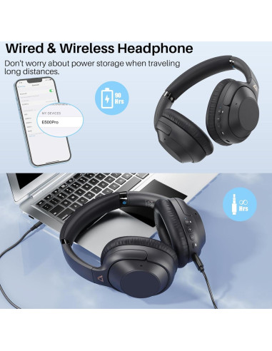 Auriculares Bluetooth Lavales E500Pro ANC 90h Negro