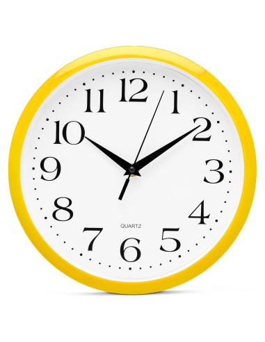 Reloj de Pared Amarillo Bernhard 25,4 cm Silencioso Cuarzo