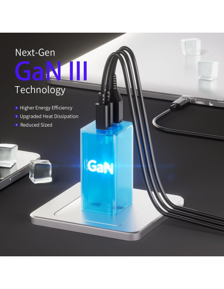 Cargador USB C 65W Wegear 3 Puertos Carga Rápida Plegable