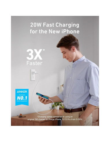 Cargador USB C 20W Anker 511 Nano con Cable 1.83m