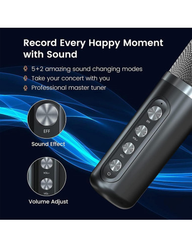 Máquina de Karaoke Bluetooth Portátil 2 Micrófonos 203