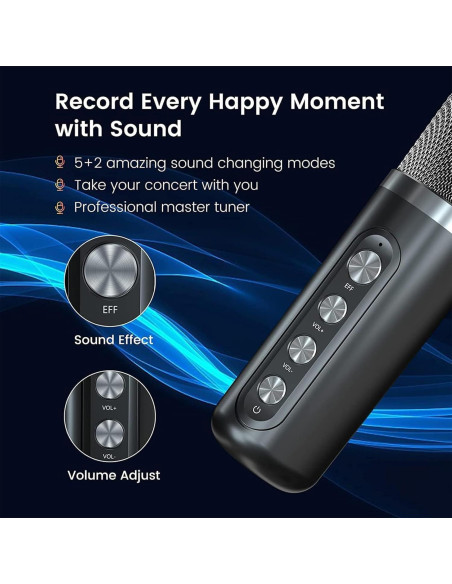 Máquina de Karaoke Bluetooth Portátil 2 Micrófonos 203