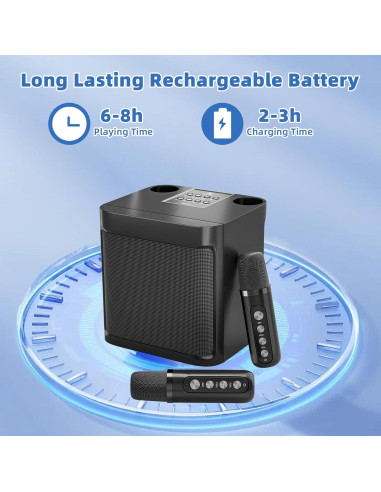 Máquina de Karaoke Bluetooth Portátil 2 Micrófonos 203