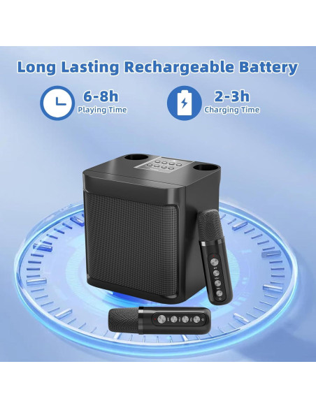 Máquina de Karaoke Bluetooth Portátil 2 Micrófonos 203