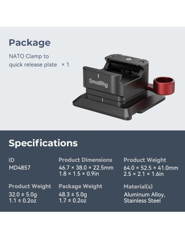 Abrazadera NATO PequeñoRig MD4857 Placa Arca-Swiss Ligera