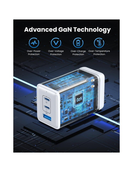 Cargador USB C 150W Pxwaxpy 3 Puertos Rápido Plegable