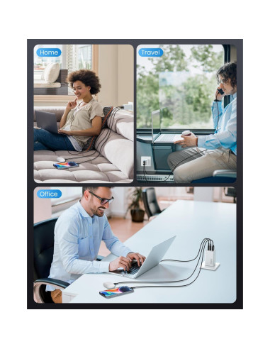 Cargador USB C 150W Pxwaxpy 3 Puertos Rápido Plegable