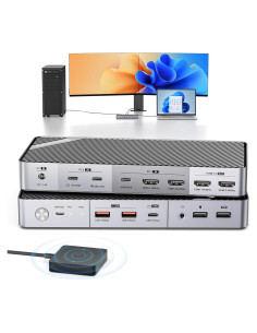 KVM Switch Doble Monitor 4K HDMI Minisopuru USB-C 15W