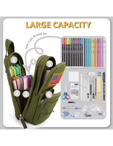 Estuche Táctico BERRYRIZZ Verde Organizador de Lápices 22x10cm