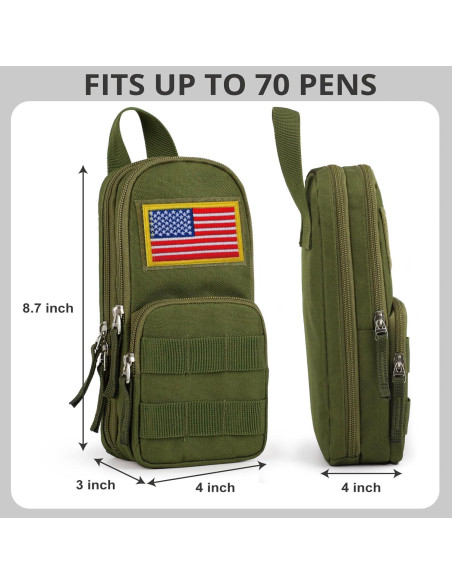 Estuche Táctico BERRYRIZZ Verde Organizador de Lápices 22x10cm