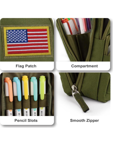 Estuche Táctico BERRYRIZZ Verde Organizador de Lápices 22x10cm