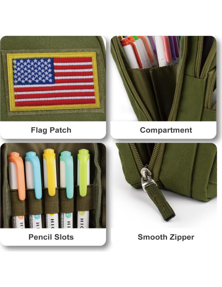 Estuche Táctico BERRYRIZZ Verde Organizador de Lápices 22x10cm