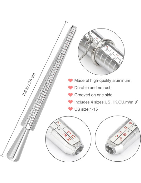 Kit de Medición de Anillos Accmor con Mandril y Calibrador