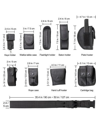 Cinturón Táctico Policial FLKQC 10 en 1 Ajustable