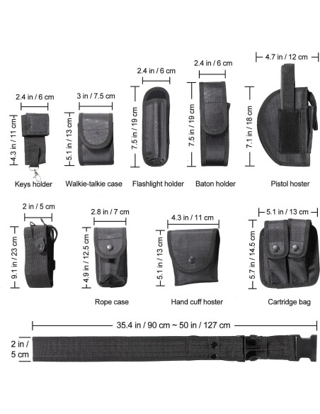 Cinturón Táctico Policial FLKQC 10 en 1 Ajustable