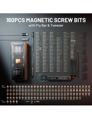 Juego de Destornilladores Eléctricos EZARC 181 en 1 con 160 Puntas