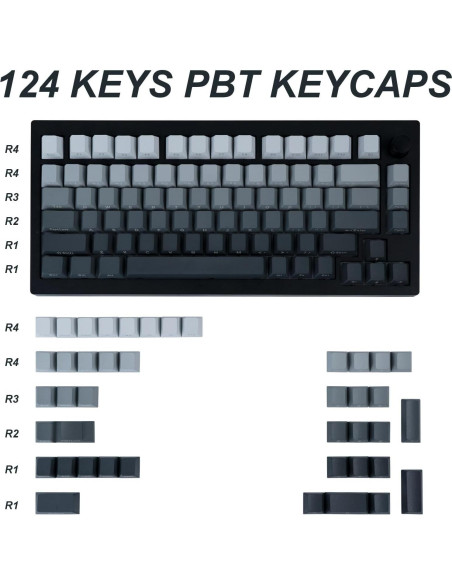 Juego de Teclas JOLINTAL 124 Claves PBT Gris Gradiente
