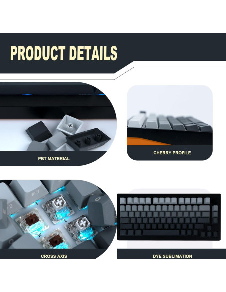 Juego de Teclas JOLINTAL 124 Claves PBT Gris Gradiente