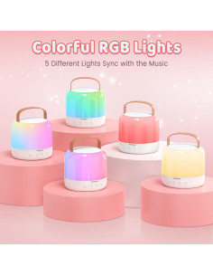 Mini máquina de karaoke Bluetooth Y6 con 2 micrófonos - Blanco 2