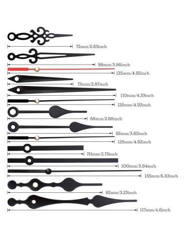 Hicarer Kit de Mecanismos de Reloj de Cuarzo 20 mm 5 Manecillas