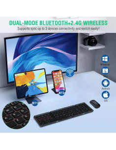 Combo Teclado y Ratón Plegables EDJO Inalámbrico 2.4G/Bluetooth 2