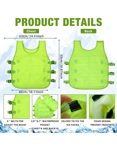 Chaleco Refrigerante Jexine 2 Pcs con 48 Paquetes de Hielo