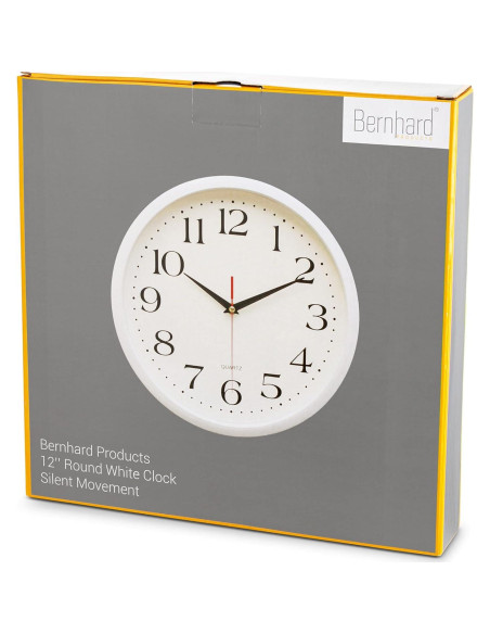 Reloj de Pared Blanco Bernhard 30,48 cm Silencioso Cuarzo
