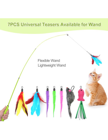 Juguetes Interactivos para Gatos ChicWow, 2 Varitas y 2 Colgantes