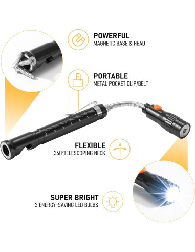 Bolígrafo Multitool KOOPOOL con Linterna y Magneto Negro
