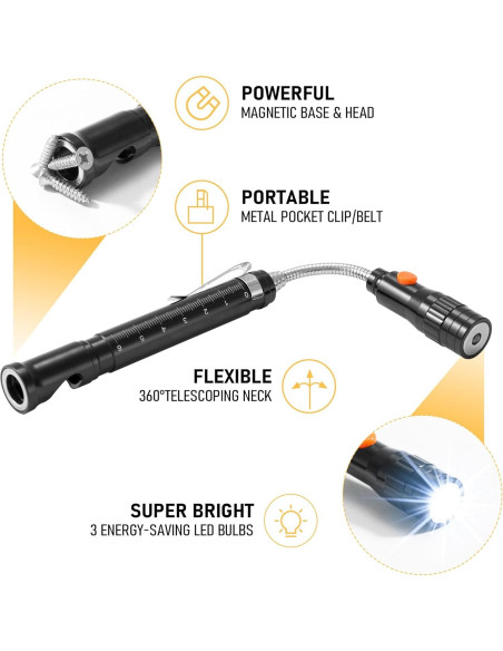 Bolígrafo Multitool KOOPOOL con Linterna y Magneto Negro