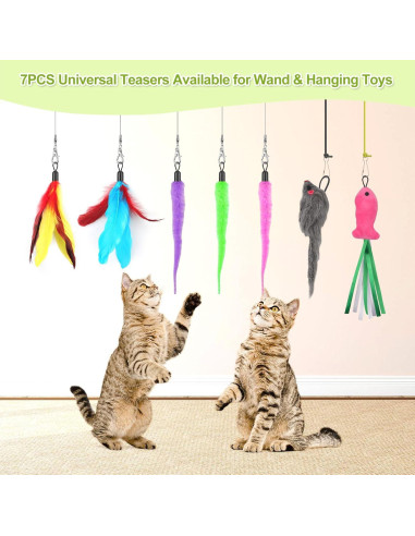 Juguetes Interactivos para Gatos ChicWow, 2 Varitas y 2 Colgantes