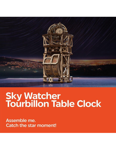 Rompecabezas 3D UGEARS Reloj de Mesa Astrónomo DIY 338 Piezas